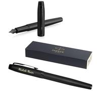 Parker IM Achromatic - Penna stilografica con incisione, penna di alta qualità, confezione regalo, colore: blu Pantrone