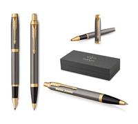 PARKER IM Core Penna a sfera e penna a sfera con incisione, penna premium | confezione regalo | mina nera | regalo personalizzato | nome | inciso | anniversario | compleanno (Grey G.T)