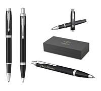 PARKER IM Core - Penna a sfera e penna a sfera con incisione, penna premium, confezione regalo, mina nera, regalo personalizzato, nome inciso, compleanno (nero opaco C.C.)