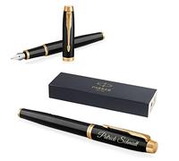 PARKER IM Core - Penna stilografica con incisione | penna premium | confezione regalo | inchiostro blu | regalo personalizzato | nome | inciso | penna stilografica | regalo di compleanno (Black