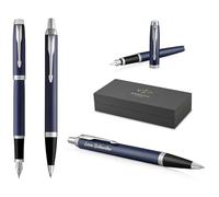Parker IM Core - Set da scrittura: penna stilografica e penna a sfera con incisione | Penna premium | Confezione regalo | Pennino nero | Regalo personalizzato | Nomi | Incisione | Compleanno (Matte