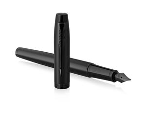 Parker IM Fountain Pen Matte Black with Black Trim Medium Point with Blue In