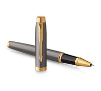 Parker IM Penna Roller | Laccatura Grigia con Pennino Dorato | Punta Fine in Acciaio Inossidabile | Ricarica di Inchiostro Nero | Confezione Regalo | Regali di Laurea Perfetti
