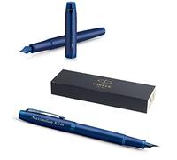 PARKER IM - Penna stilografica monocromatica con incisione | penna premium | confezione regalo | pantrone blu | elegante | regalo personalizzato | nome | inciso | anniversario (blue)