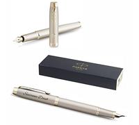 PARKER IM - Penna stilografica monocromatica con incisione | penna premium | confezione regalo | pantrone blu | elegante | regalo personalizzato | nome | inciso | anniversario (champagne)