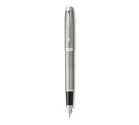 Parker IM Penna Stilografica | Acciaio Inossidabile con Puntale Cromato | punta media con inchiostro blu | confezione regalo