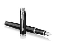 Parker 1931644 IM Penna Stilografica, Punta Sottile e Ricarica di Inchiostro Blu, Confezione Regalo, Black Lacquer Chrome Trim