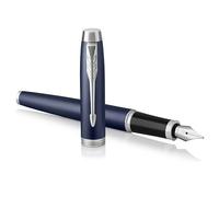 Parker 1931647 IM Penna Stilografica, Punta Sottile e Ricarica di Inchiostro Blu, Confezione Regalo, Matte Blue Chrome Trim