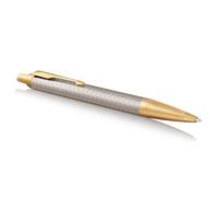 Parker 1931687 Im Premium Penna A Sfera, Punta Media E Ricarica Di Inchiostro Blu, Premium Warm Silver Golden Trim, 1 Unità (Confezione da 1)