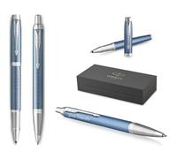 Parker IM Premium Penna roller e penna a sfera con incisione, penna premium | confezione regalo | regalo personalizzato | anniversario | compleanno (Blue Grey C.C.)