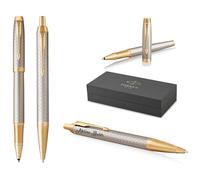 PARKER IM Premium Penna roller e penna a sfera con incisione | penna premium | confezione regalo | regalo personalizzato | anniversario | compleanno (Warm Silver G.C.)