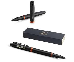 Parker IM Professionals Vibrant Rings Penna roller con incisione, penna premium | confezione regalo | mina nera | regalo personalizzato | nome, compleanno (arancione PVD)