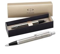 Parker IM - Sferica a pressione con incisione, metallo d'oro, mina blu grande, custodia regalo, prod. tedesca, alta qualità ed elegante, idea regalo perfetta