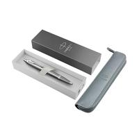 Parker IM Writing Rituals - Penna a sfera grigia con custodia grigia, set regalo ispirato al benessere, finitura metallizzata, finiture cromate in PVD