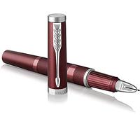 Parker Ingenuity Premium Metal 5th Technology Pen - Large Size - Deluxe Deep Red - Ricarica di inchiostro nero punta fine - Si adatta allo stile della scrittura a mano