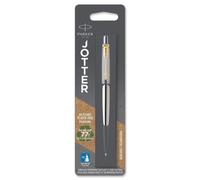 Parker Jotter Ballpoint Pen Stainless Steel with Golden Trim Medium Point Bl