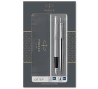 Parker Jotter Duo Set con Penna a Sfera e Penna Stilografica in Acciaio Inossida