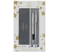 Parker Jotter Duo Set con Penna a Sfera e Penna Stilografica in Acciaio Inossida