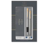 Parker Jotter Duo Set con Penna a Sfera e Penna Stilografica in Acciaio Inox con