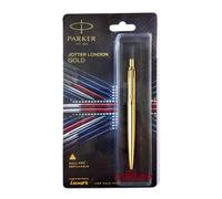 Parker Jotter Londra Oro Metallo Gt Penna a Sfera Finiture IN & Corpo Blu Nuovo