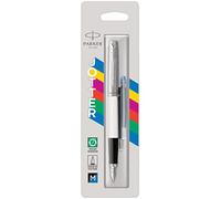 Parker Jotter Originals Penna Stilografica, Punta Media, Inchiostro Blu e Nero, Bianco Classico