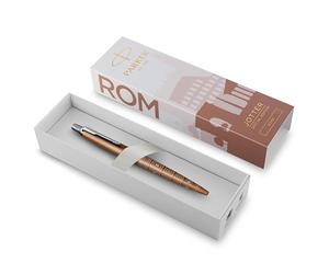 Parker Jotter Penna a sfera | Edizione speciale | Roma Bronzo con Puntale Cromato | Inchiostro blu | Confezione regalo