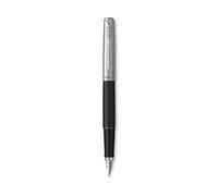 Parker Jotter Penna Stilografica, Corpo in Metallo Nero, Pennino Medio, Inchiost