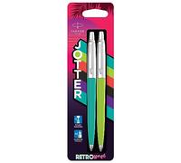 Parker Jotter Penne a sfera Originals | Collezione Retrowave | Blu Caraibi e Verde mela | Inchiostro blu | 2 pezzi