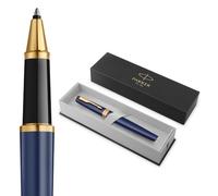 PARKER Meridian Penna roller | Lacca blu con rifiniture dorate | Punta fine | Penna da scrittura e Materiali per Cancelleria | Inchiostro Nero | Confezione regalo di lusso