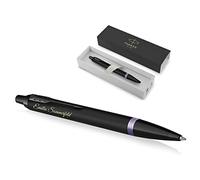 Parker - Penna a sfera IM Vibrant Rings, penna stilografica, con confezione regalo, mina blu, elegante, personalizzabile con incisione (viola)