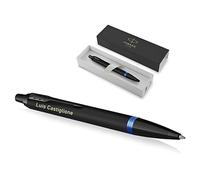 Parker - Penna a sfera IM Vibrant Rings, penna stilografica, con confezione regalo, mina blu, elegante, personalizzabile con incisione (blu)