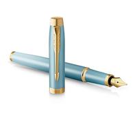 Parker Penna stilografica IM Writing Rituals, finitura turchese- verde con sfumatura, puntale dorato, punta media, inchiostro blu, confezione regalo