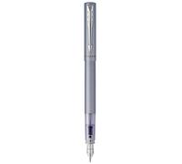Parker Penna stilografica Vector XL | Laccatura argento-blu metallizzato su ottone | Pennino sottile con ricarica di inchiostro blu | Confezione regalo