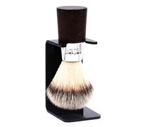 Parker Pennello da barba sintetico con manico in noce e cromo e supporto - Vegan-friendly, ad asciugatura rapida e ideale per pelli sensibili
