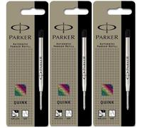 Parker Quink 3 x Ricarica per Ballpoint sottile, colore nero, originale
