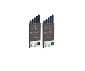 Parker Quink - Cartucce d'inchiostro formato lungo, 2 confezioni da 5 (10 totali), colore: Blu