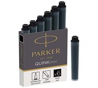 PARKER Quink ricariche per penne stilografiche, cartucce corte, inchiostro nero, confezione da 6