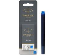 PARKER Quink Ricariche per Penne Stilografiche, Cartucce Lunghe, Blu Lavabile, Confezione da 10
