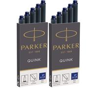 PARKER Quink ricariche per penne stilografiche, cartucce lunghe, inchiostro blu, confezione da 10