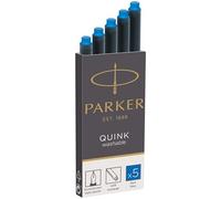 PARKER Quink ricariche per penne stilografiche, cartucce lunghe, inchiostro blu lavabile, confezione da 5