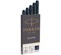 PARKER Quink ricariche per penne stilografiche, cartucce lunghe, inchiostro blu/nero, confezione da 5