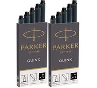 PARKER Quink ricariche per penne stilografiche, cartucce lunghe, inchiostro nero, confezione da 10