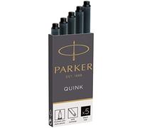 PARKER Quink ricariche per penne stilografiche, cartucce lunghe, inchiostro nero, confezione da 5