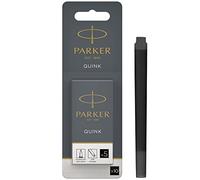 PARKER Quink Ricariche per Penne Stilografiche, Cartucce Lunghe, Nero, Confezione da 10