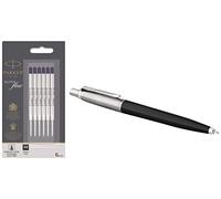 PARKER Quinkflow Ricariche Inchiostro Per Penne A Sfera, Punta Media, Nero, Pacchetto Convenienza 6 Pezzi & Jotter Originals Penna A Sfera, Punta Media, Inchiostro Blu, Nero Classico