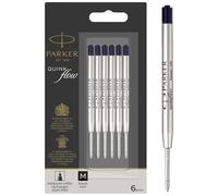 Parker – Ricariche per penne a sfera QuinkFlow, punta media, inchiostro nero, 6 pezzi