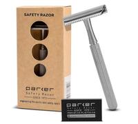Parker, rasoio di sicurezza a pettine chiuso in 3 pezzi modello 78R con 5 lame Parker Platinum incluse (cromo satinato)