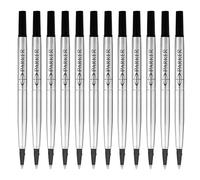 Parker - Ricariche per penna a sfera con pennino medio, nero medio, confezione da 12 pezzi