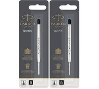 Parker Ricariche per penna a sfera | punta larga | inchiostro nero QuinkFlow | confezione da 2, nero