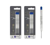 Parker Ricariche per penna a sfera, punta media, inchiostro blu Quinkflow, 3 pezzi, set da 2